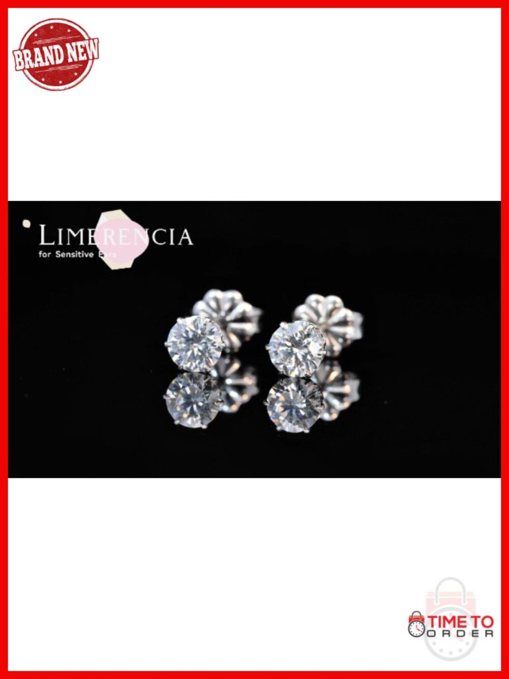Moissanite Stud Earrings - 18K White Gold Plated Titanium, Hypoallergenic, - Picture 6 of 6